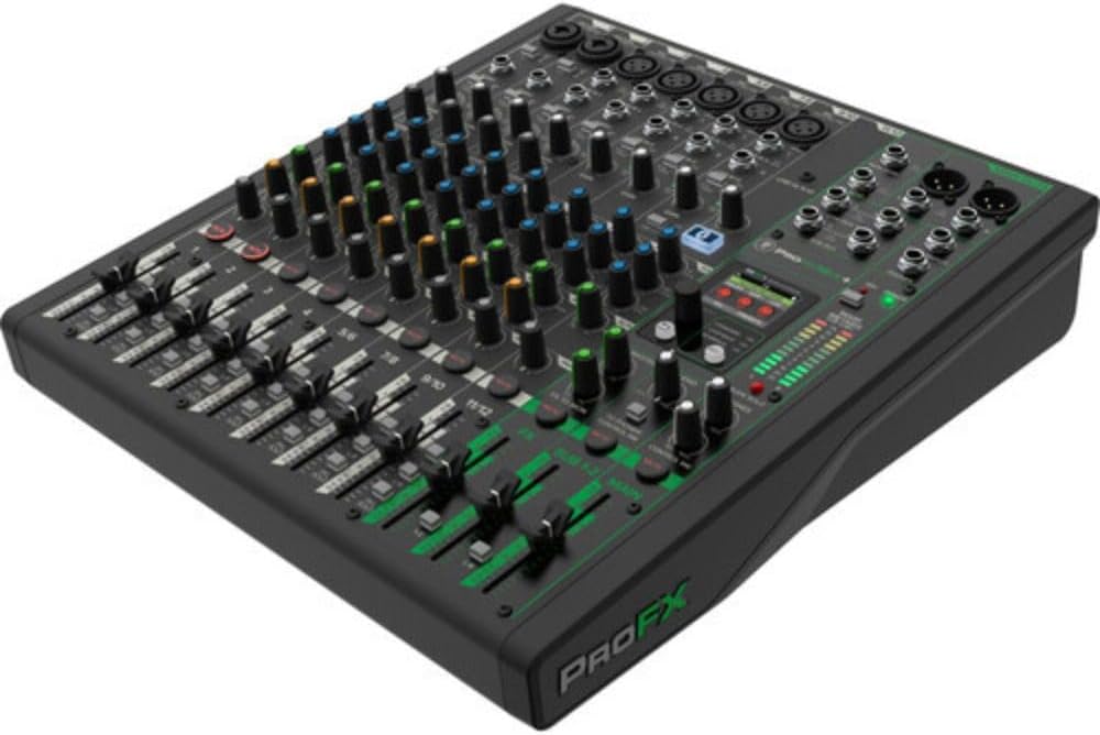Mackie ProFX12v3+ 12-Channel Analog Mixer with Built-In FX, USB Recording, and Bluetooth Bundle with G-MIXERBAG-1515 Padded Nylon Mixer/Equipment Bag and Stereo Breakout Cable 10'