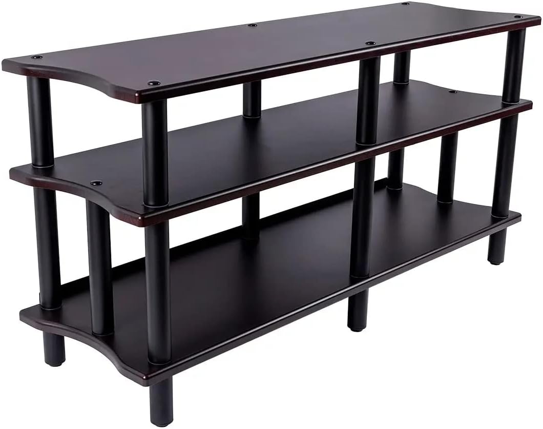 Monolith Heavy Duty Double-Wide XL 3-Tier AV Stand - 300 Lbs Weight Capacity Per Shelf, Organize and Display Your AV Components, Home Theater or Entertainment System, 60 Inches Wide, Espresso