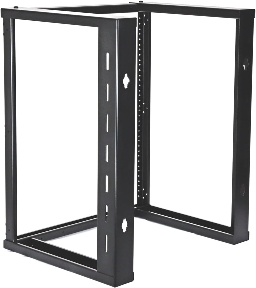AEONS 12U Open Frame Wall Mount 19-Inch IT Network Server A/V Equipment Rack 16' Depth 12-24 Threaded 2-Post Mounting, Black