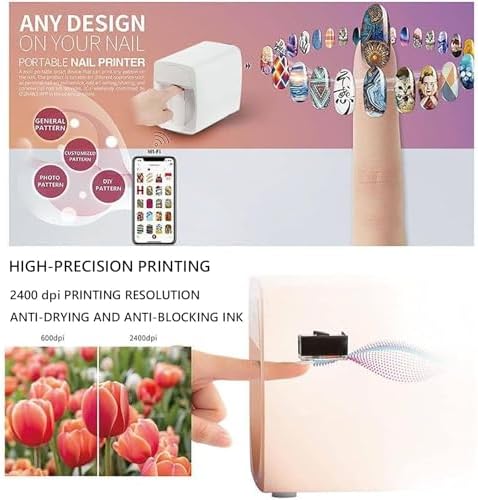 3D Nail Printer Machine - WiFi & DIY Digital Nail Art Printer for Home Salon, Mobile App Control, for Girls & Women (Black)