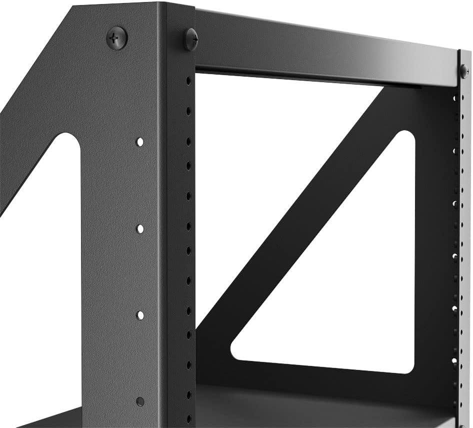 NavePoint 6U 2 Post Server Rack for 19 Inch Equipment, Freestanding Desktop Rack for AV, Networking, Data & IT Devices, Heavy Duty 2-Post Rack 6U 330lbs Weight Capacity, Black