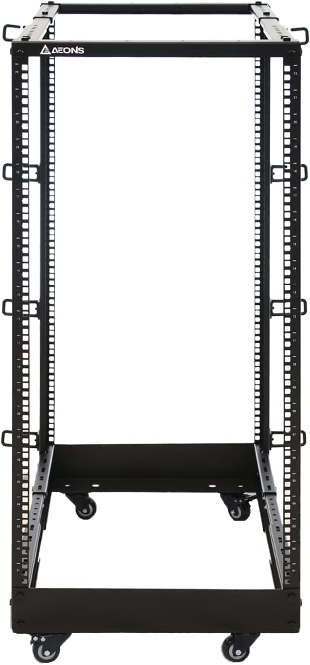 AEONS 22U 4-Post IT Open Frame Server Rack 19 Inch Depth-Adjustable (22' to 40') Network Equipment AV Gear w/Casters and Cable Management