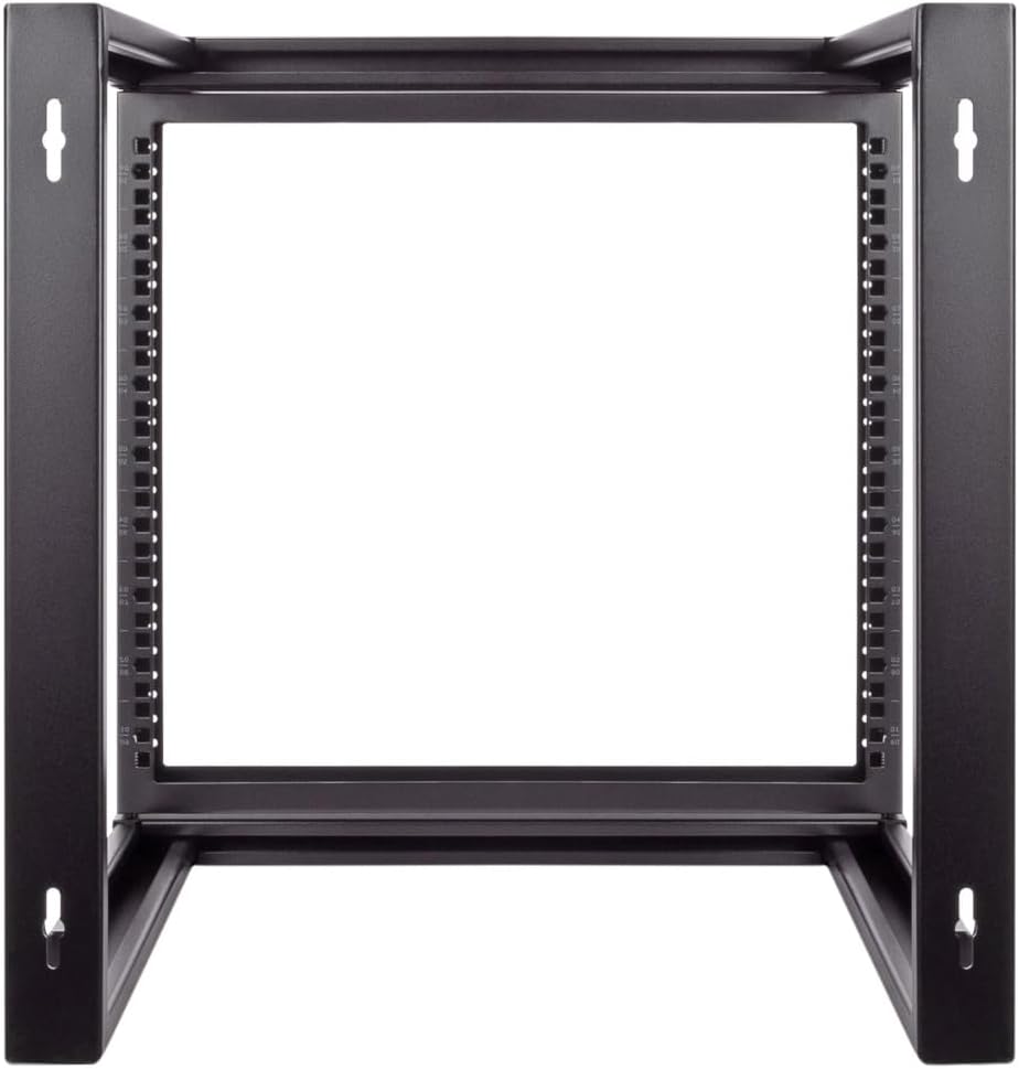 NavePoint 9U Open-Frame Server Rack for 19' IT Network Equipment & A/V Devices Free Standing or Wall Mount with 180 Degrees Gate Swing, Black