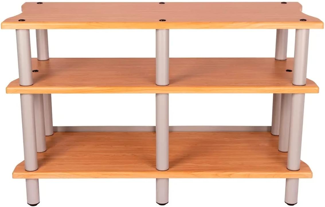 Monolith Heavy Duty Double-Wide 3-Tier AV Stand - 300 Lbs Weight Capacity Per Shelf, Organize and Display Your AV Components, Home Theater or Entertainment System, 47.2 Inches Wide, Maple