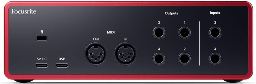 Focusrite Scarlett 4i4 4x4 USB Audio Interface Full Studio Bundle with Download for Creative Music Production Softwar with LyxPro 3.5BT 50W Bluetooth Studio Monitors & Isolation Recording Shield