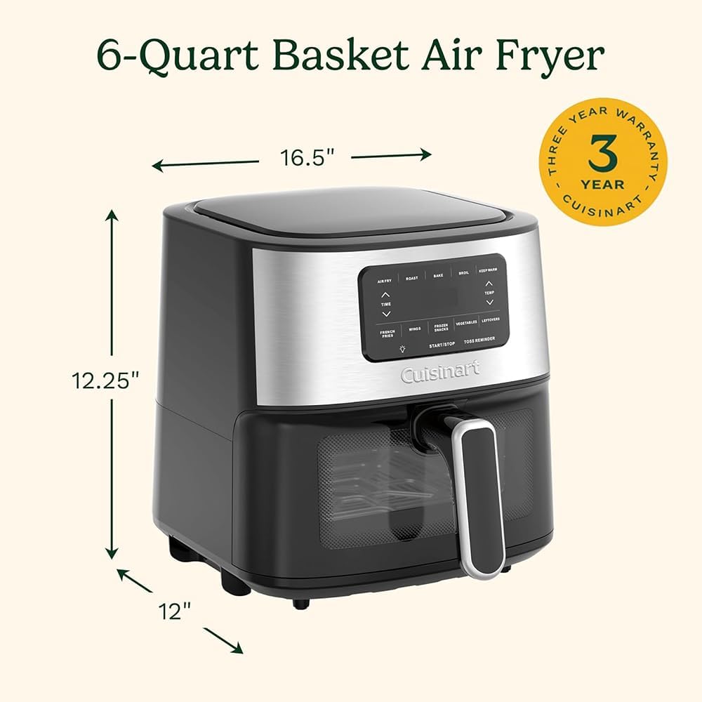 Cuisinart AIR200 Air Fryer Oven 6-Qt Basket Air Fryer Stainless Steel Bundle with 2 YR CPS Enhanced Protection Pack
