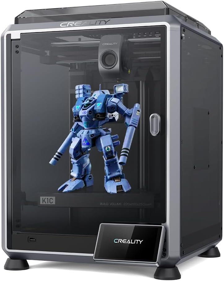 Creality K1C 3D Printer, 3D Printers with 600mm/s Fast Printing Speed, Support Carbon Fiber Filament 300℃ High-Temp Print, Auto Leveling and Clog-Free Direct Extruder 8.66x8.66x9.84 inch