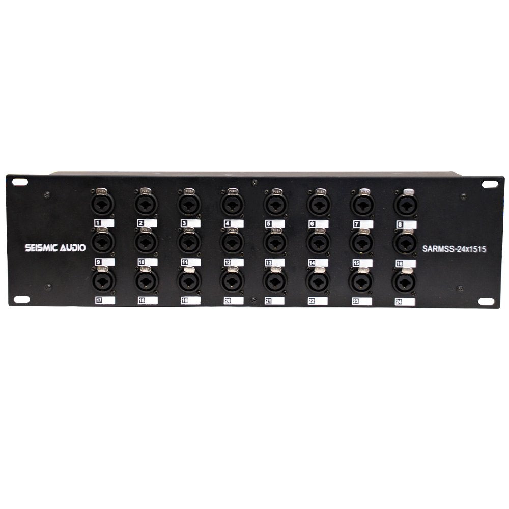 Seismic Audio - SARMSS-24x1515 - 24 Channel XLR TRS Combo Splitter Snake Cable - two 15' XLR trunks Rack Mount