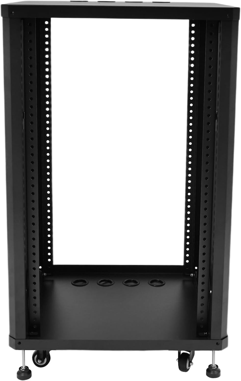 18U Stereo & Studio Rack with Wheels Rolling Network Cabinet Open Frame Audio Component Rack Cabinet Recording Studio Racks with Lifting Handle for Video Music Recording & IT Equipment-Black