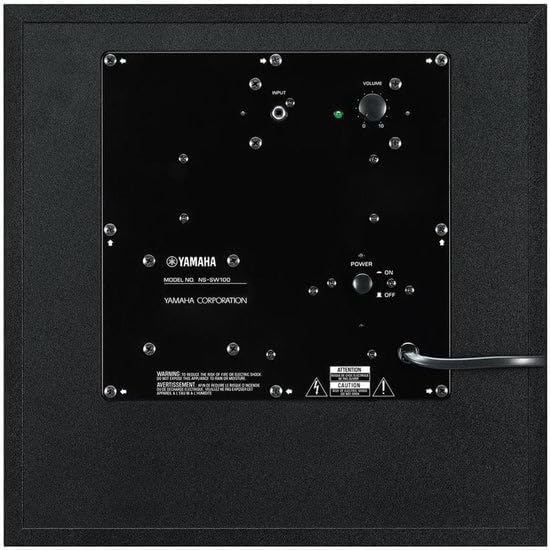 YAMAHA RX-V385 5.1-Channel 4K Ultra HD AV Receiver with NS-SW100BL 10' 100W Powered Subwoofer, Black and NS-C210BL Center Channel Speaker, Black