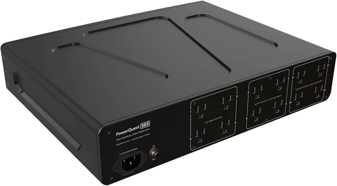 AudioQuest PQ505NA PowerQuest 505 12 Outlet Surge Protector with an AudioQuest NRGY3US01 1.0M Low-Noise AC Power Cable (2023)