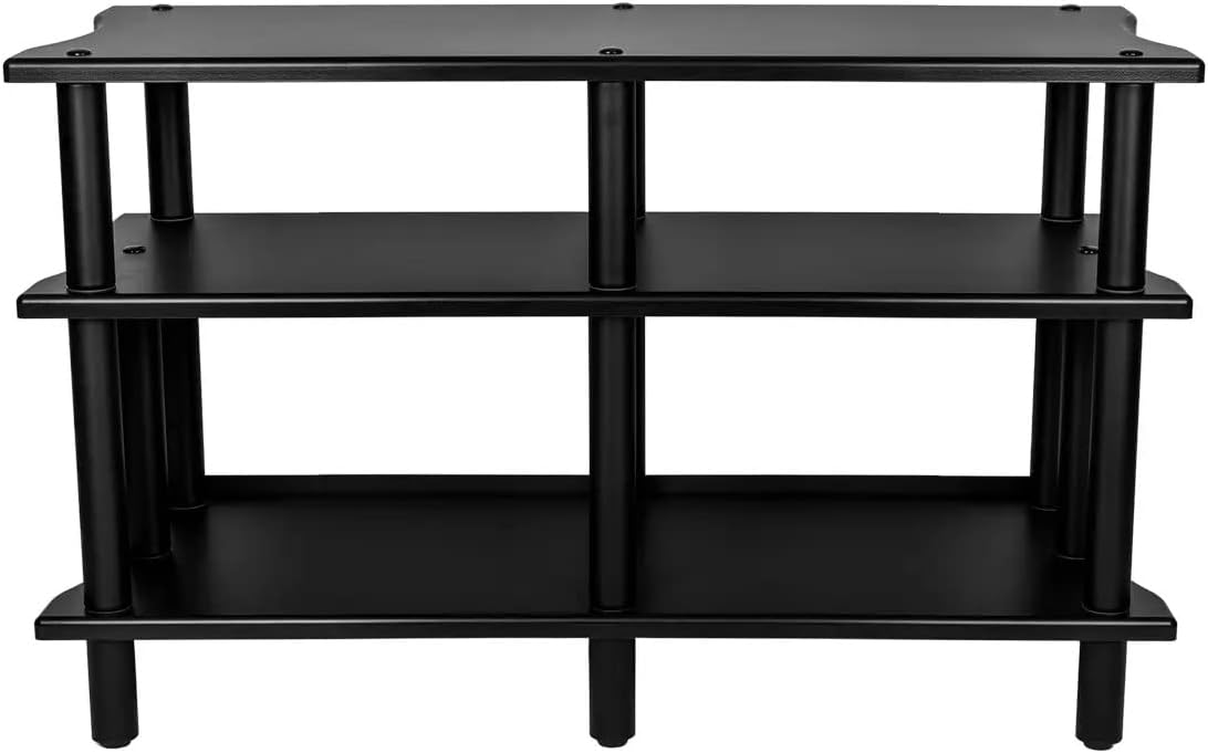 Monolith Heavy Duty Double-Wide 3-Tier AV Stand - 300 Lbs Weight Capacity Per Shelf, Organize and Display Your AV Components, Home Theater or Entertainment System, 47.2 Inches Wide, Black