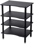 Monolith 4 Tier Shelf Audio Stand - Open Air Storage, Modular Design, Sturdy, Compatible with Bose, Polk, Sony, Yamaha, Pioneer and Others, Black
