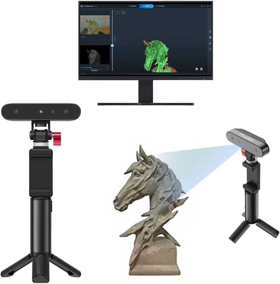 Creality CR-Scan Ferret 3D Scanner for 3D Printing Handheld Scanner 30 FPS Scanning Speed 0.1mm Accuracy Full Color for Android Phone PC Win 10/11
