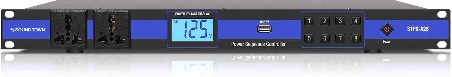 Sound Town PA DJ Combo with 12U Rack/Road ATA Case w/Casters, One 10 Outlet AC Power Conditioner/Sequencer (STRC-12PSA28)