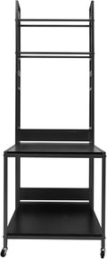 Double Layer Mobile Printer Table 110 Lbs Load Capacity Rolling 3D Printer Stand with 4 Universal Wheels(2 With Brakes) 3D Printing Station for Studios, Offices, Living Rooms, Garages（Black）
