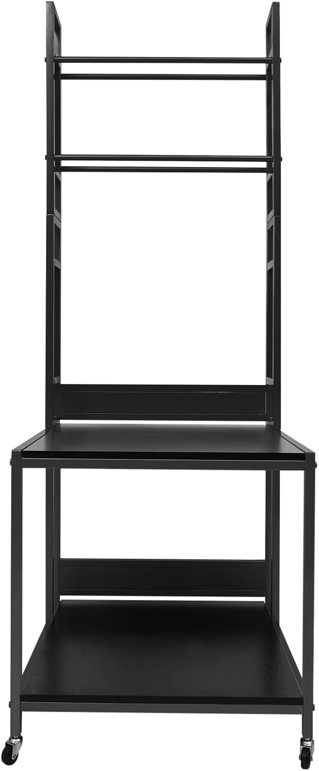 Double Layer Mobile Printer Table 110 Lbs Load Capacity Rolling 3D Printer Stand with 4 Universal Wheels(2 With Brakes) 3D Printing Station for Studios, Offices, Living Rooms, Garages（Black）