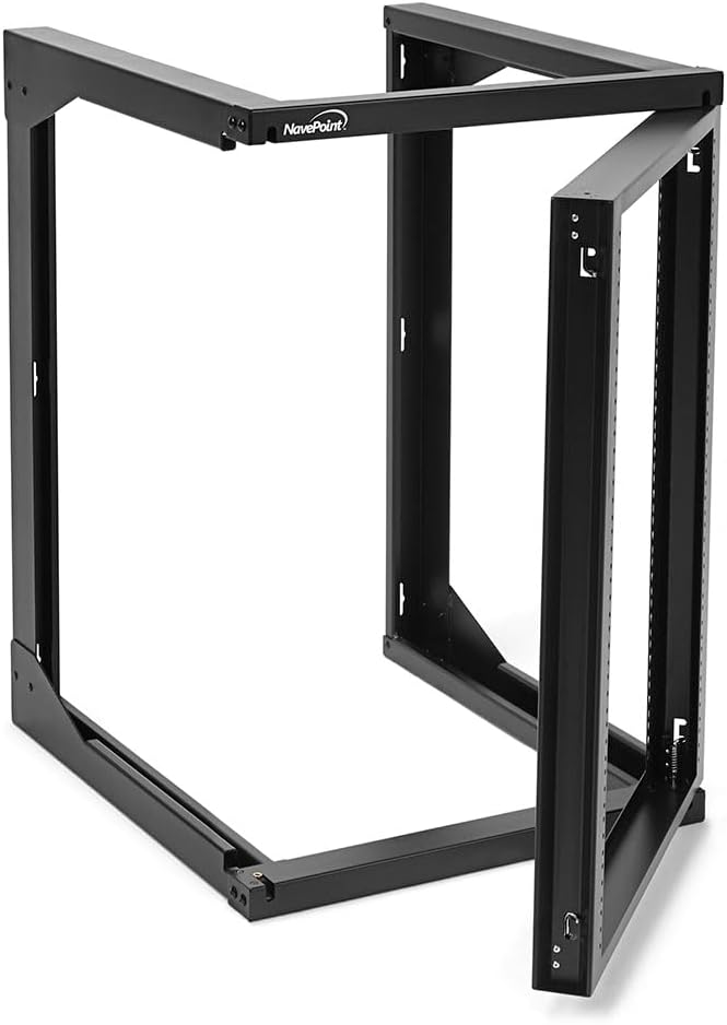 NavePoint 15U Server Rack with Swing Gate - Wall Mount Rack for 19 Inch IT & AV Equipment - 24' Deep, Black