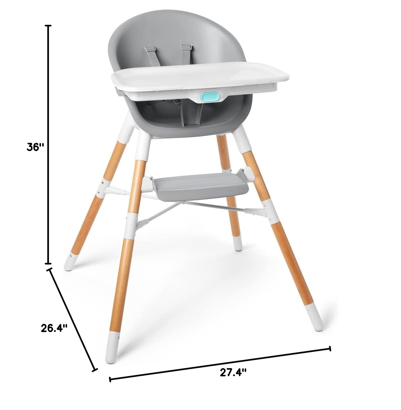 Skip Hop Baby High Chair 4 in 1 Convertible High Chair, EON, Grey/White