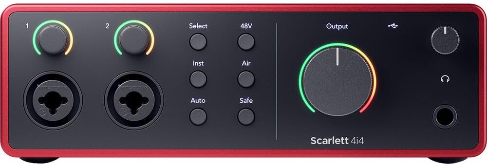 Focusrite Scarlett 4i4 4th Gen Audio Interface AMS-SCARLETT-4I4-4G Bundle with 4x OnStage MC-20 Production-Grade 20ft XLR to XLR Microphone Cable