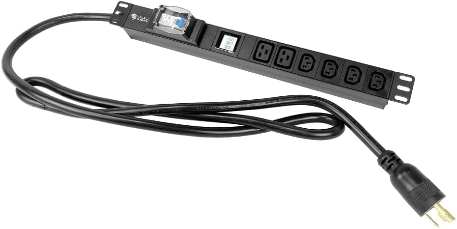 Rack Mount Power Strip - 240V 30A 2C19 & 4 C13 outlets PDU with Built-in Surge Protector, Volt & Amp Meter for Data Center - 19' Metal Housing, Ears & Fittings Included (2C19 4C13)