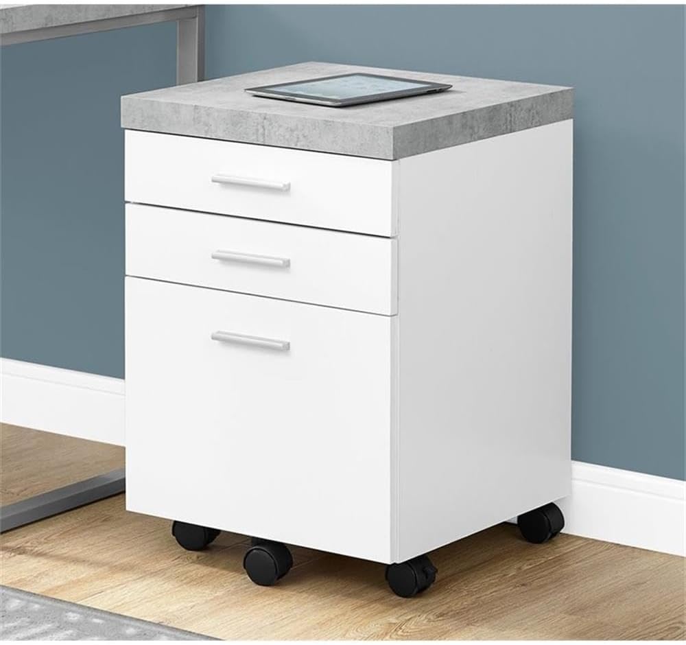 Monarch Specialties I 7051 File Cabinet, Rolling Mobile, Storage Drawers, Printer Stand, Office, Work, Laminate, Grey, White, Contemporary, Modern