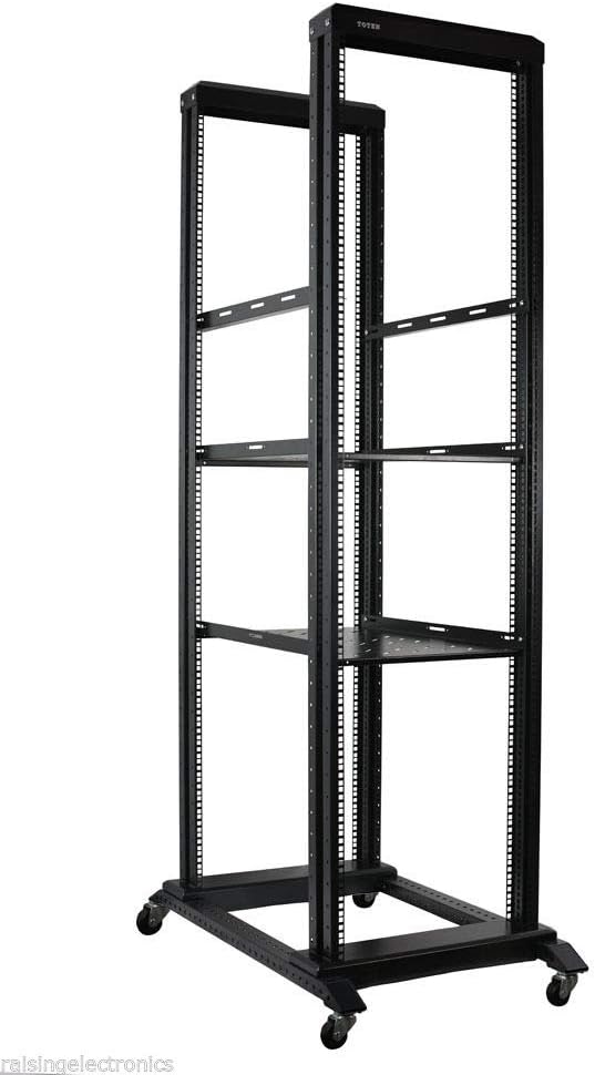 Server Rack Open Frame 4 Post 19 inch Adjustable Server/Audio Rack Cold Rolled Steel (42U 31' with Shelves)