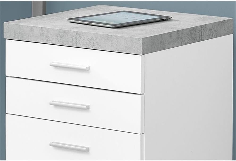 Monarch Specialties I 7051 File Cabinet, Rolling Mobile, Storage Drawers, Printer Stand, Office, Work, Laminate, Grey, White, Contemporary, Modern