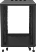 15U Stereo & Studio Rack with Wheels Rolling Network Cabinet Open Frame Audio Component Rack Cabinet Recording Studio Racks with Lifting Handle for Video Music Recording & IT Equipment-Black