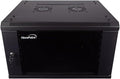 NavePoint 6U Server Cabinet Wall Mount Rack Enclosure Includes 2 Fans, Locking Glass Door, Removable Side Panels – 6U Network Cabinet 17.7' Deep, 19 Inch Server Rack for IT and A/V Equipment