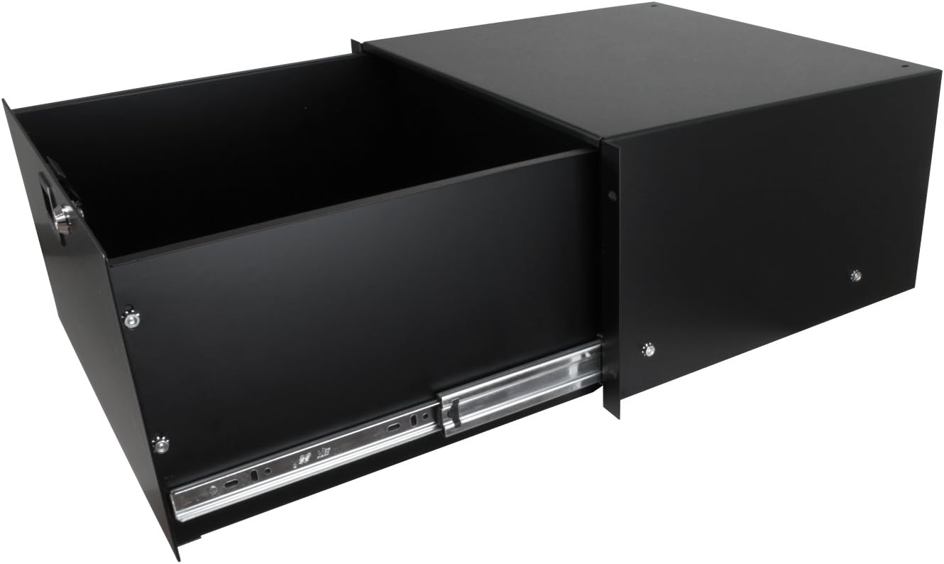 Penn Elcom 3235LK Standard Steel Rack Drawer for 5 Rack Spaces, 5U Sliding with Slam Latch & Keyed Lock, 14 Inch Deep Gear Storage