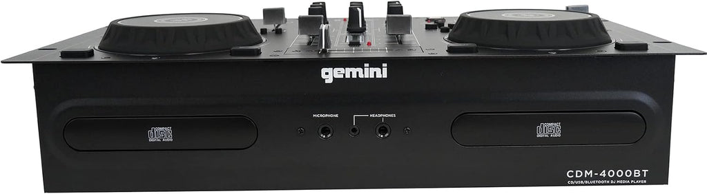 Audiosavings Bundle:(1) Gemini CDM-4000BT Dual DJ CD/USB Media Player with Bluetooth + Mixer Bundle with (1) Rockville RMC-XLR High-End Metal DJ Handheld Wired Microphone Mic w (2) Cables (Items 2)