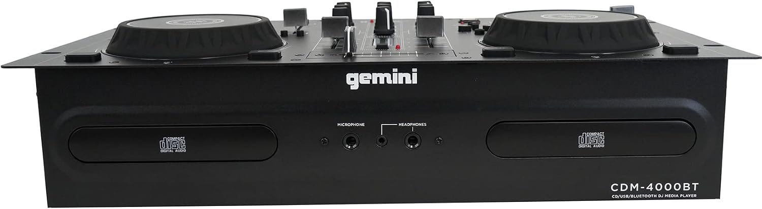 Audiosavings Bundle:(1) Gemini CDM-4000BT Dual DJ CD/USB Media Player with Bluetooth + Mixer Bundle with (1) Rockville RMC-XLR High-End Metal DJ Handheld Wired Microphone Mic w (2) Cables (Items 2)