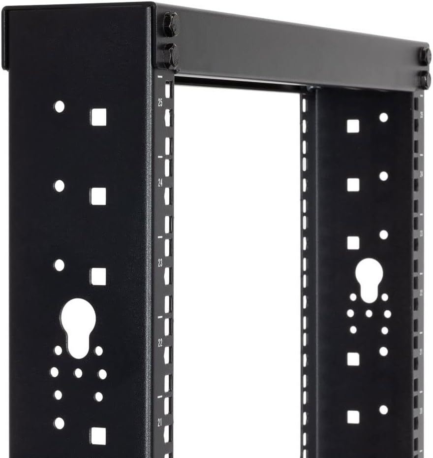 NavePoint 25U 2 Post Open Frame Server Rack for 19 Inch Equipment, AV, Networking, Data & IT Devices, 2-Post Rack 25U 881lbs Weight Capacity, Black