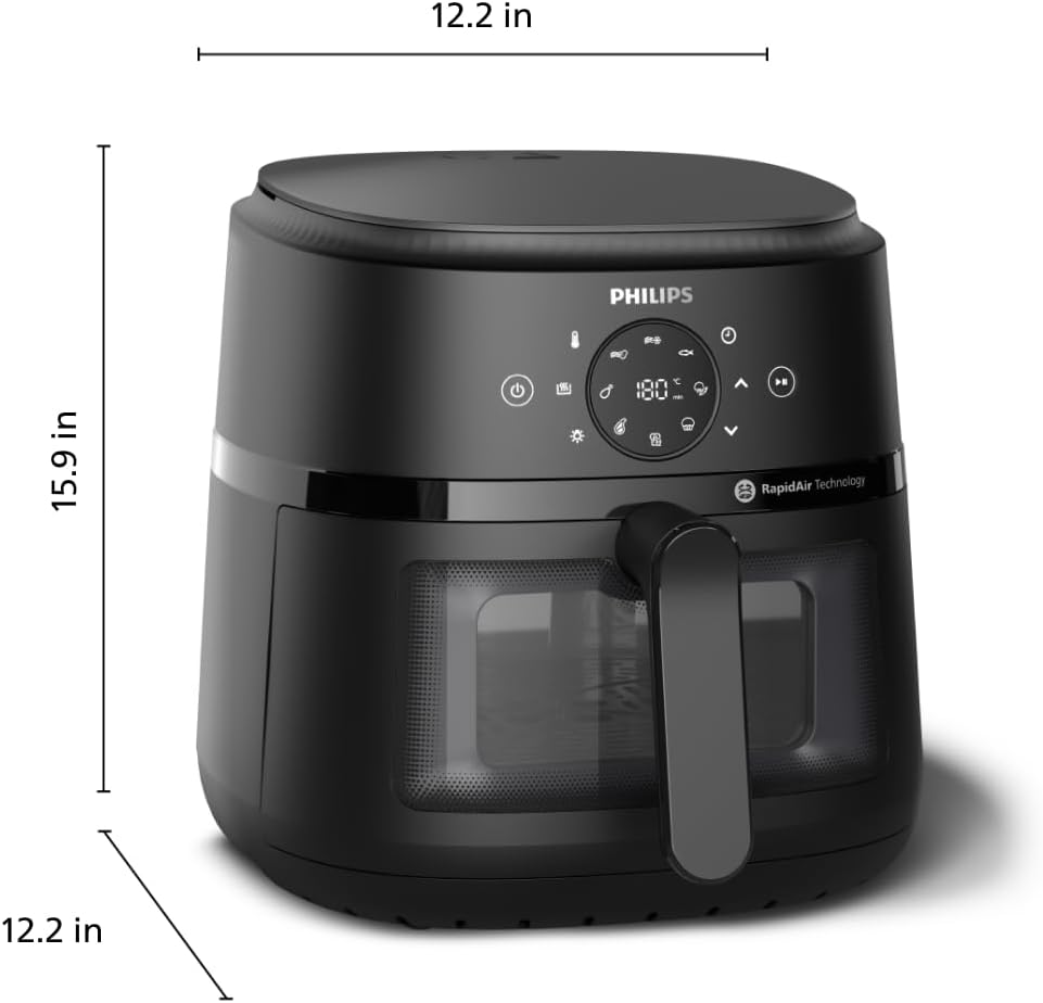 Philips Airfryer 2000 Series – 13 Ways to Cook, 6.2L Capacity, Compact Design with Cooking Window, RapidAir Technology, Fry with up to 90% Less Fat, Easy to Clean (NA230/00)