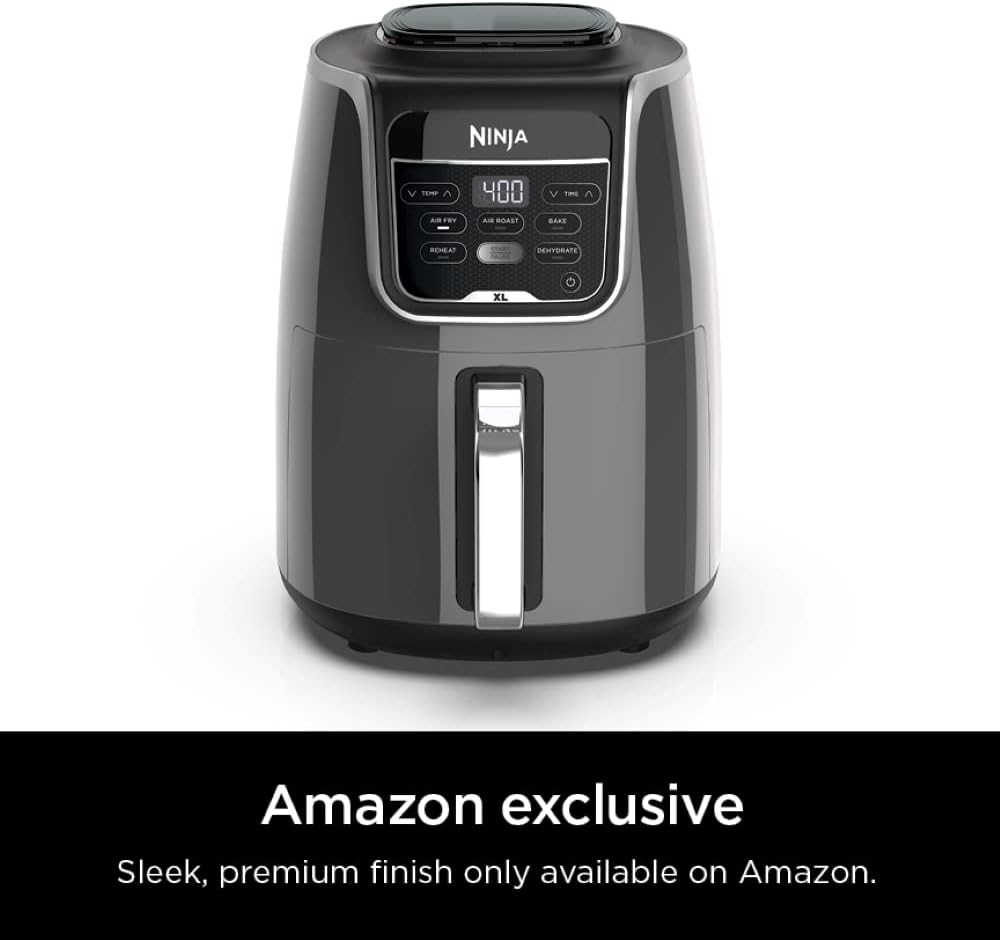Ninja XL Air Fryer | 5.5 QT Capacity fits 3lbs of Wings | 5-in-1 Air Fry, Roast, Bake, Reheat & Dehydrate | 400°F Max Temp | 1750 Watts | With Dishwasher Safe Parts & Recipe Guide | Grey | AF150AMZ