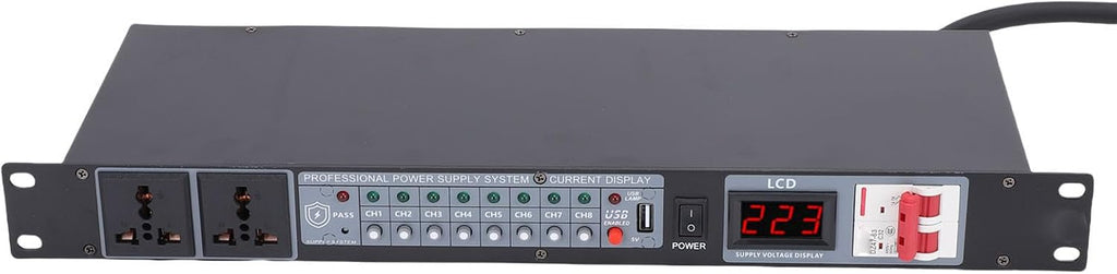 Power Sequencer Conditioner, 10 Channel Power Conditioner Surge Sequencer with Digital Voltage Display, Professional Power Sequence Controller for Stage Amplifier Speaker (US)