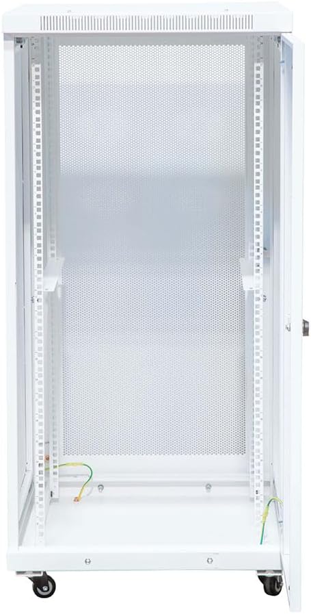 NavePoint 24U Network Cabinet with Perforated Door 24U Wall Mount Server Cabinet White 19' Rack for IT Equipment, AV Devices, Networking Equipment 33' Deep Mid-Depth Server Rack Enclosure