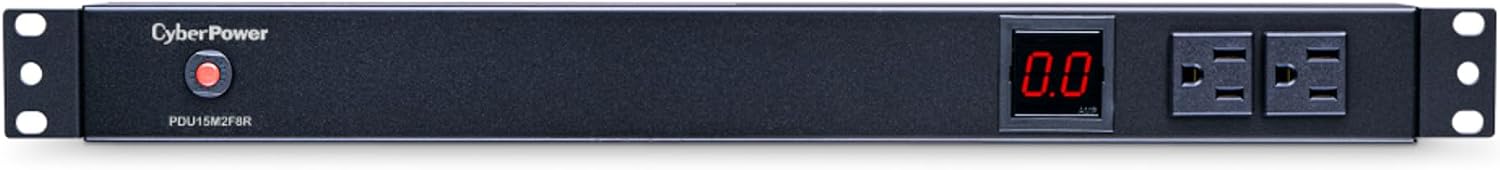 CyberPower PDU15M2F8R Metered PDU, 100-125V/15A (Derated to 12A), 10 Outlets, 1U Rackmount, 15 Foot Power Cord