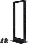 Aeons 25U 2 Post Open Frame Server Network Relay Rack for 19 Inch Networking Data & IT Devices A/V Equipment, Durable 2-Post Rack 25 U Aluminum Extrusion, Black