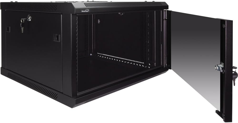 Navepoint 6U Deluxe IT Wallmount Cabinet Enclosure 19-Inch Server Network Rack with Locking Glass Door 24-Inches Deep Black