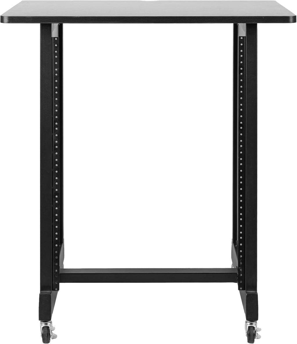 Gator Frameworks Rok-It Studio Series 14U Wood Rack Cabinet with Casters and Leveling Feet, Black (RI-STRK-14U-BLK)
