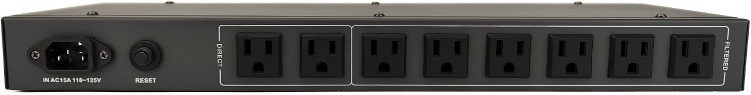 WAudio 1U Rackmount Power Conditioner - AC Noise Power Filter, Mains Purifier with Surge Protection (Black)