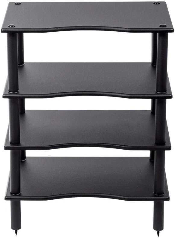 Monolith 4 Tier Shelf Audio Stand - Open Air Storage, Modular Design, Sturdy, Compatible with Bose, Polk, Sony, Yamaha, Pioneer and Others, Black