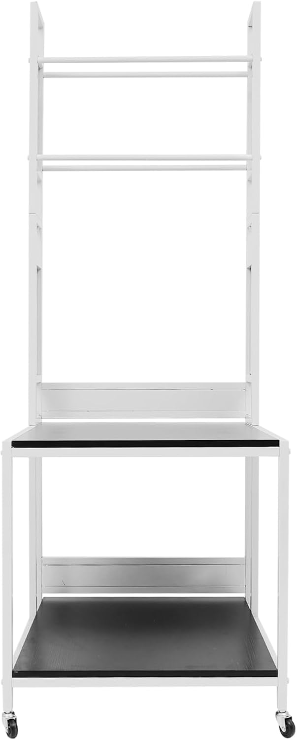 3D Printer Stand with Filament Storage, 3D Printer Filament Storage Rack, Rolling Printers Cart, Heavy Duty Mobile Printer Table with Wheels for Workshop Studio Office - White