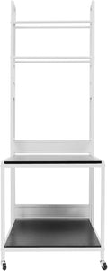 Double Layer Mobile Printer Table 110 Lbs Load Capacity Rolling 3D Printer Stand with 4 Universal Wheels(2 With Brakes) 3D Printing Station for Studios, Offices, Living Rooms, Garages（White）