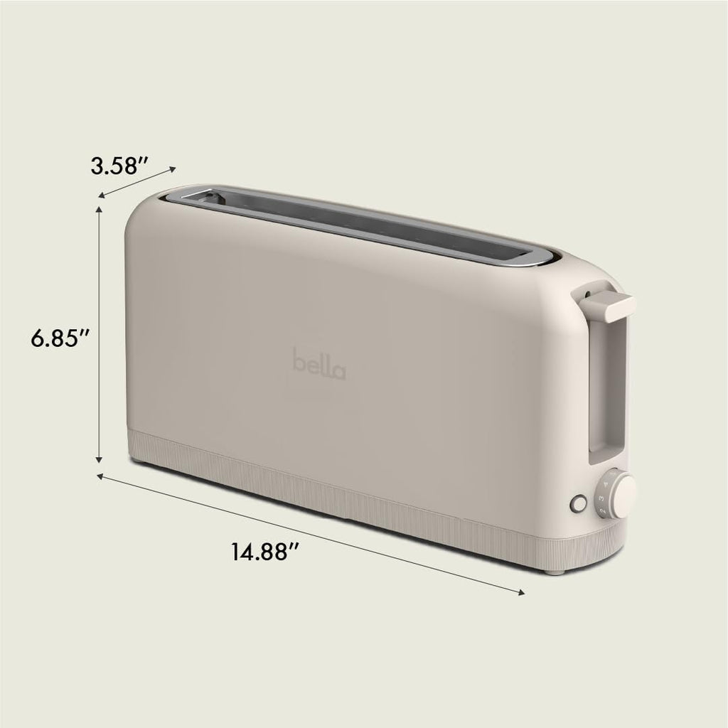 bella 2 Slice Slim Toaster,Fits-anywhere™ Kitchenware,6 Setting Shade Control with Reheat & Cancel Buttons,Fits sourdough,10' Long Slot,Anti Jam & Auto Shutoff,900 Watt,Oatmilk,(Pack of 6)