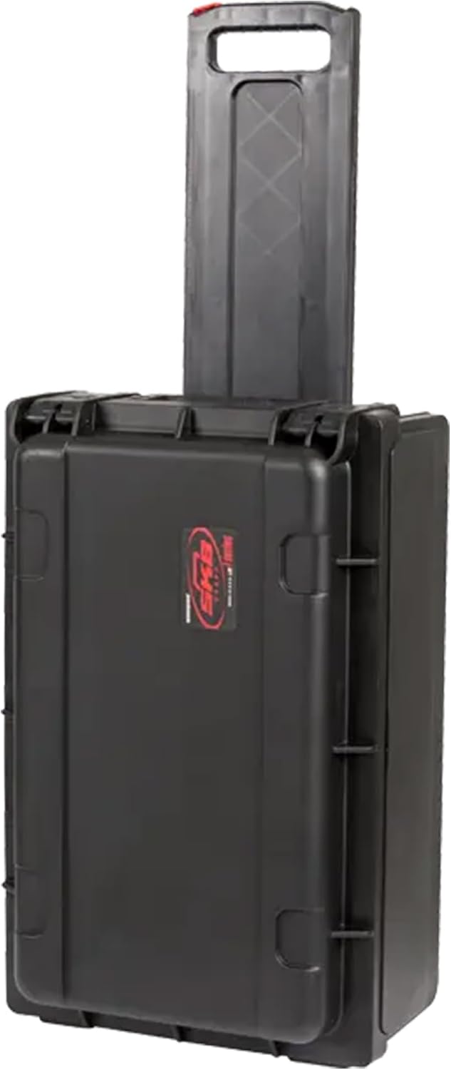 SKB Studio Flyer Rack Case - 2U Waterproof Carry-on with Laptop Surface, Molded Rack Rails, Rubber Cleats and Quiet Wheels, Ideal for Musicians, Black