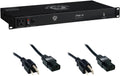 Black Lion Audio PG-X 9-Outlet Power Conditioner (1 RU) Bundle with 2X Comprehensive Cable PWC-BK-3 Molded Power Cable, Black
