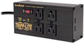 Tripp Lite Isobar 4 Outlet Surge Protector Power Strip with 2 USB Charging Ports, 8ft Long Cord, Right-Angle Plug, Metal, 3330 Joules, Lifetime Limited Warranty & $50K Insurance (IBAR4ULTRAUSBB)